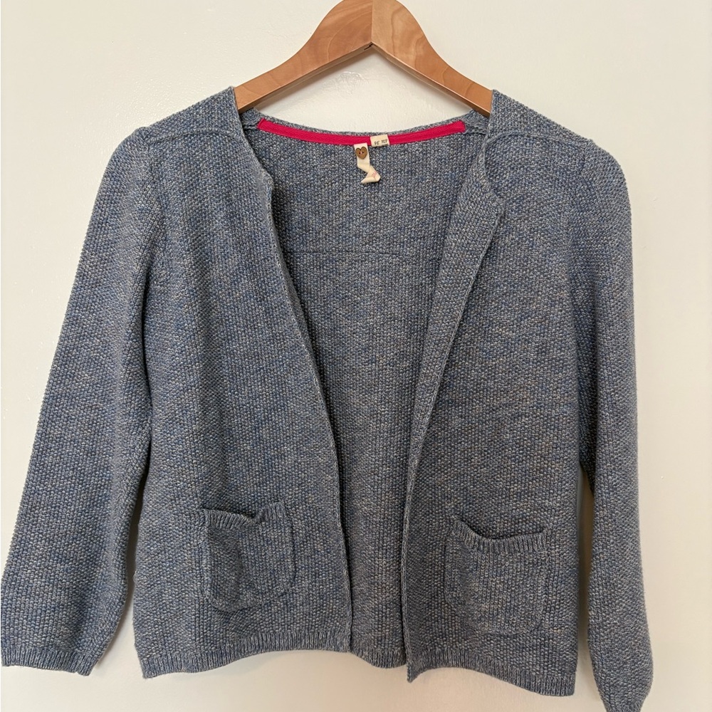 White Stuff cotton cardigan in blue with pockets size small